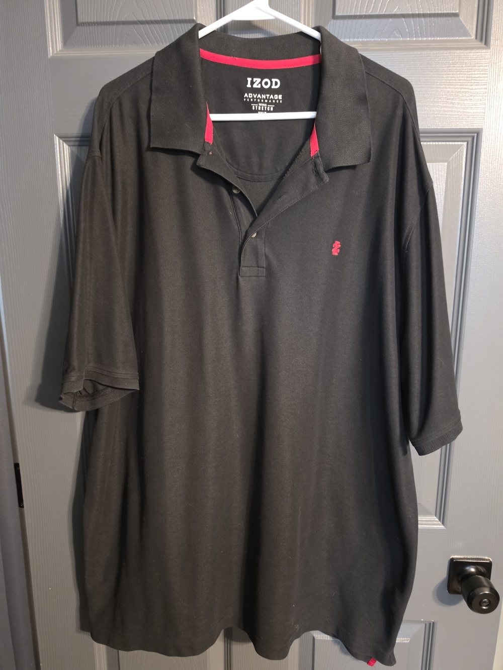 Izod Black Polo with Red Trim and Logo